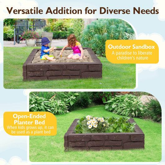 2-In-1 HDPE Kids Sandbox with Cover and Bottom Liner-Brown at Set Shop and Smile