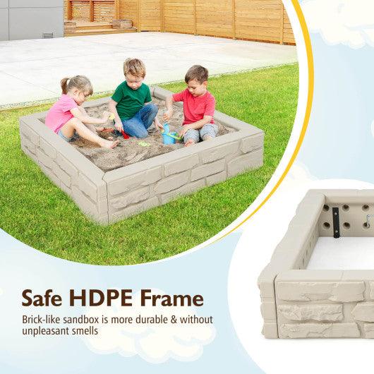 2-In-1 HDPE Kids Sandbox with Cover and Bottom Liner-White at Set Shop and Smile