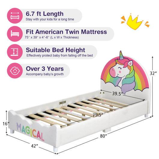 Children Twin Size Upholstered Platform Single Bed at Set Shop and Smile