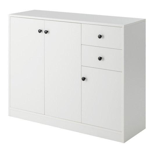 Modern Buffet Sideboard with 2 Pull-out Drawers and Adjustable Shelf for Kitchen-White at Set Shop and Smile