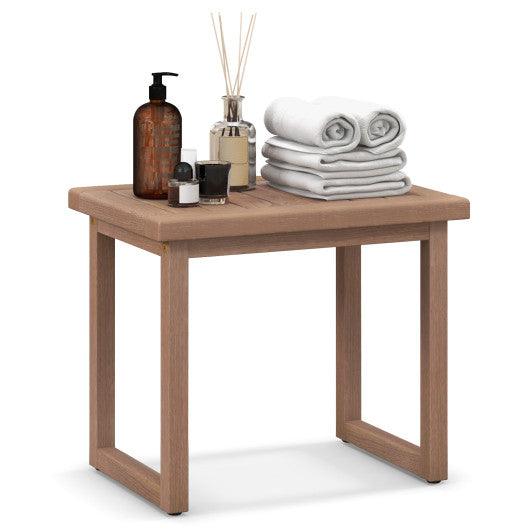 Long Natural Wood Bath Spa Stool with Non-slip Foot Pads for Elderly at Set Shop and Smile