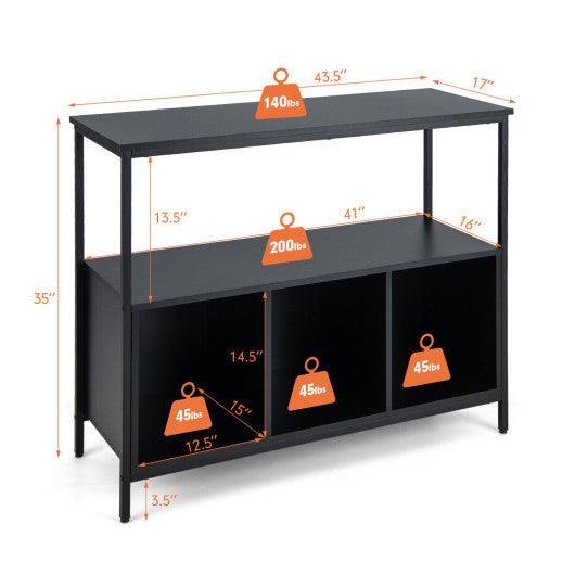 Modern Kitchen Buffet Sideboard with 3 Compartments-Black at Set Shop and Smile