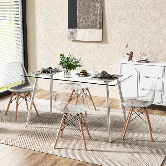 Modern Glass Rectangular Dining Table with Metal Legs-Silver at Set Shop and Smile