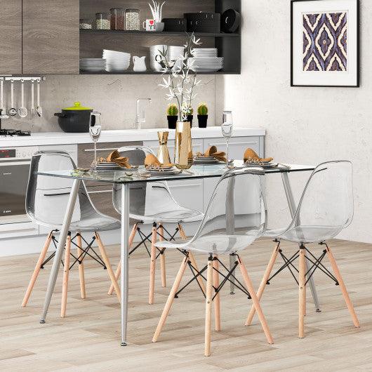 Modern Glass Rectangular Dining Table with Metal Legs-Silver at Set Shop and Smile
