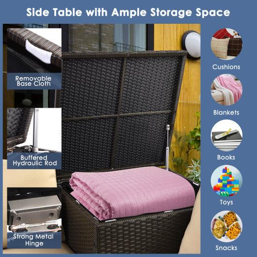 6 Pieces Outdoor Wicker Furniture Set with 32 Inch Propane Fire Pit Table-Navy at Set Shop and Smile