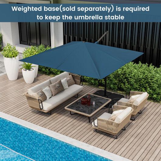 9.5 Feet Square Patio Cantilever Umbrella with 360° Rotation-Navy at Set Shop and Smile