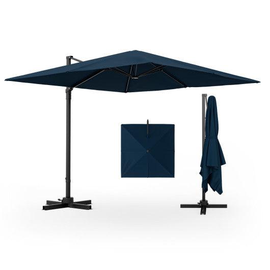 9.5 Feet Square Patio Cantilever Umbrella with 360° Rotation-Navy at Set Shop and Smile