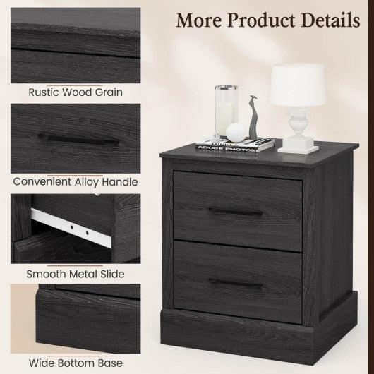 Wood Compact Floor Nightstand with Storage Drawers-Dark Gray at Set Shop and Smile