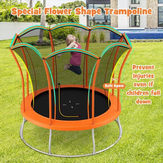 10 Feet Unique Flower Shape Trampoline with Galvanized Steel Frame-Orange at Set Shop and Smile