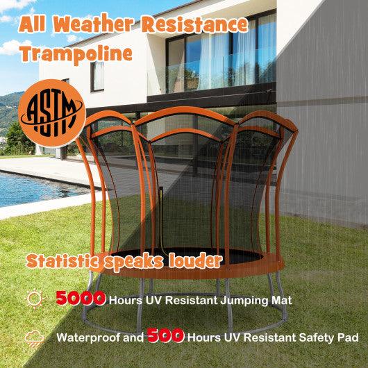 10 Feet Unique Flower Shape Trampoline with Galvanized Steel Frame-Orange at Set Shop and Smile