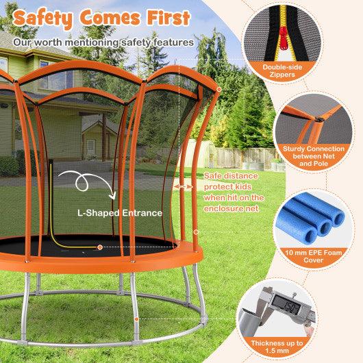 10 Feet Unique Flower Shape Trampoline with Galvanized Steel Frame-Orange at Set Shop and Smile