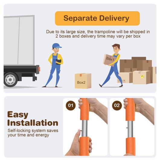 8 Feet Outdoor Unique Flower Shape Trampoline with Enclosure Net-Orange at Set Shop and Smile