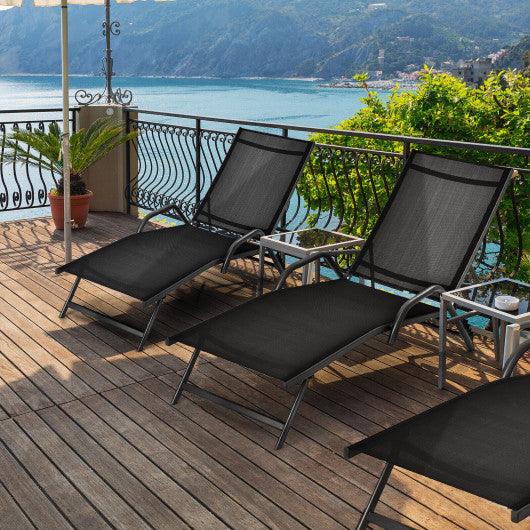 2 Pieces Outdoor Chaise Lounge with 5-Position Adjustable Backrest-Black at Set Shop and Smile