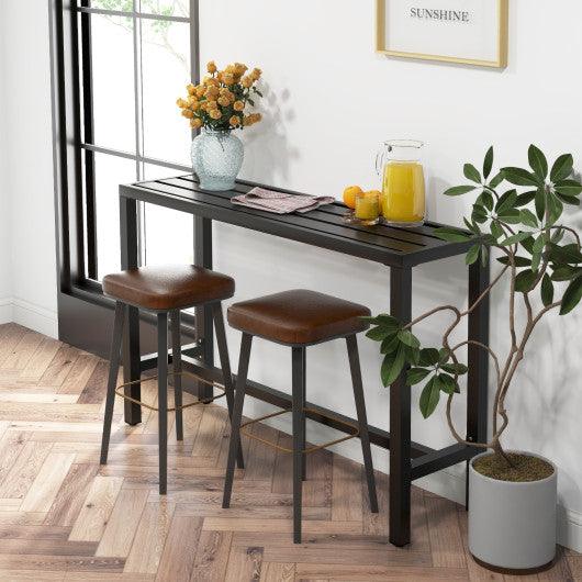 48/55 Inch Outdoor Bar Table with Waterproof Top and Heavy-duty Metal Frame-L at Set Shop and Smile