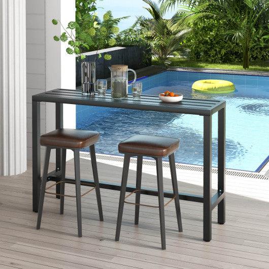 48/55 Inch Outdoor Bar Table with Waterproof Top and Heavy-duty Metal Frame-L at Set Shop and Smile