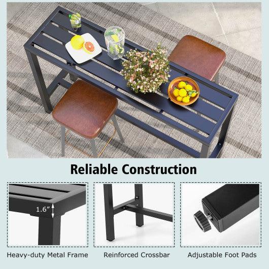 48/55 Inch Outdoor Bar Table with Waterproof Top and Heavy-duty Metal Frame-L at Set Shop and Smile