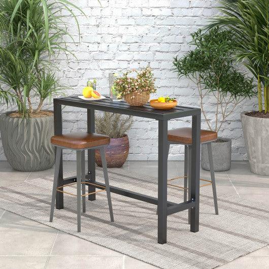 48/55 Inch Outdoor Bar Table with Waterproof Top and Heavy-duty Metal Frame-M at Set Shop and Smile