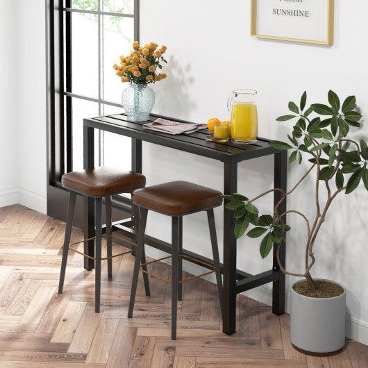 48/55 Inch Outdoor Bar Table with Waterproof Top and Heavy-duty Metal Frame-M at Set Shop and Smile