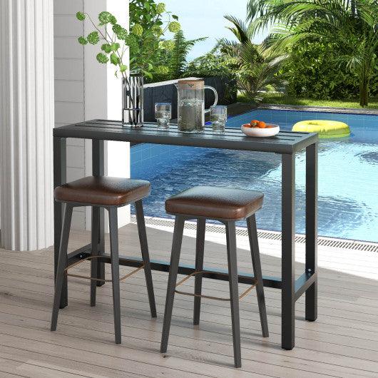 48/55 Inch Outdoor Bar Table with Waterproof Top and Heavy-duty Metal Frame-M at Set Shop and Smile