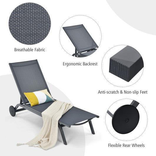 6-Position Adjustable Fabric Outdoor Patio Recliner Chair-Gray at Set Shop and Smile