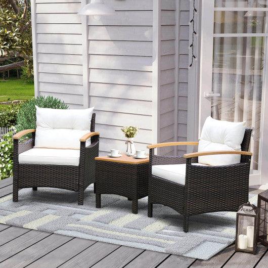 3 Pieces Patio Rattan Furniture Set with Removable Cushion at Set Shop and Smile
