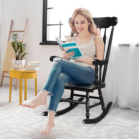 Outdoor Rocking Chair with Slatted Backrest-Black at Set Shop and Smile