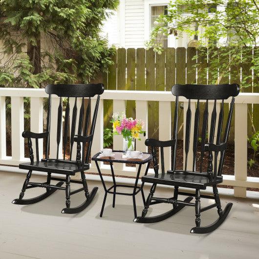 Outdoor Rocking Chair with Slatted Backrest-Black at Set Shop and Smile