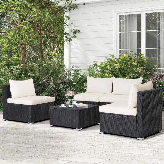 5 Pieces Outdoor Patio Furniture Set with Cushions and Coffee Table at Set Shop and Smile