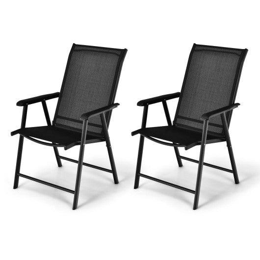 Set of 2 Outdoor Patio Folding Chair with Ergonomic Armrests-Black at Set Shop and Smile