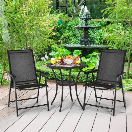 Set of 2 Outdoor Patio Folding Chair with Ergonomic Armrests-Black at Set Shop and Smile