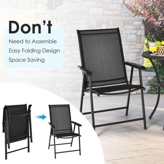 Set of 2 Outdoor Patio Folding Chair with Ergonomic Armrests-Black at Set Shop and Smile
