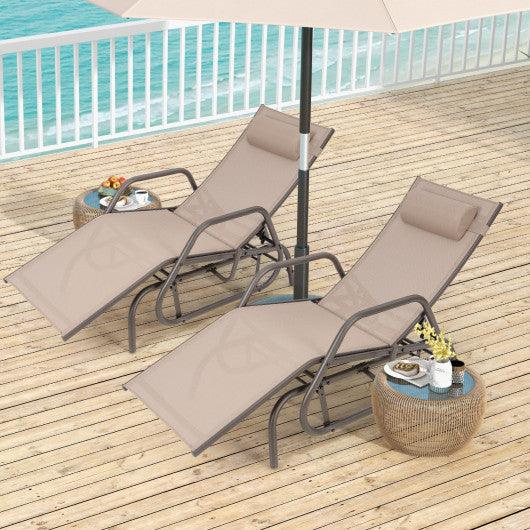 Outdoor Chaise Lounge Glider Chair with Armrests and Pillow-Rustic Brown at Set Shop and Smile