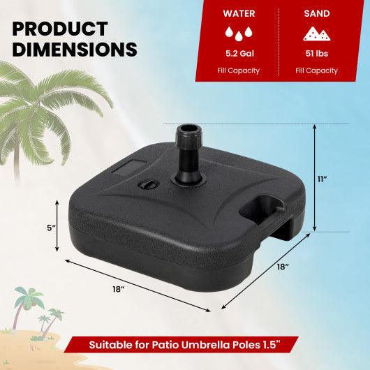 Fillable Patio Umbrella Base with Handle Fit 1.5 Inch Umbrella Poles-Black at Set Shop and Smile