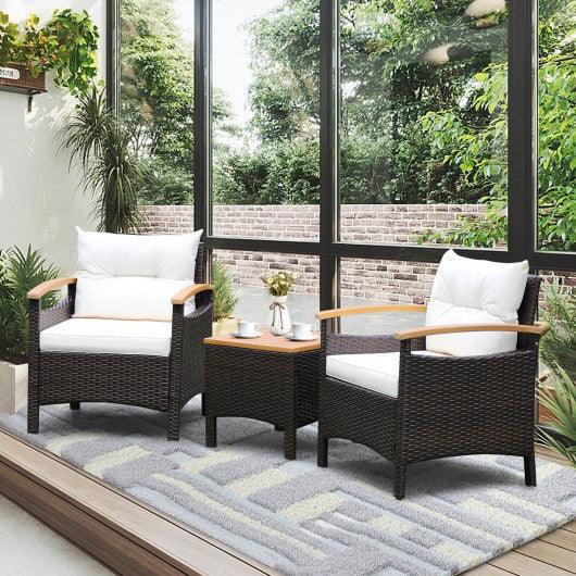 3 Pieces Patio Rattan Furniture Set with Removable Cushion at Set Shop and Smile