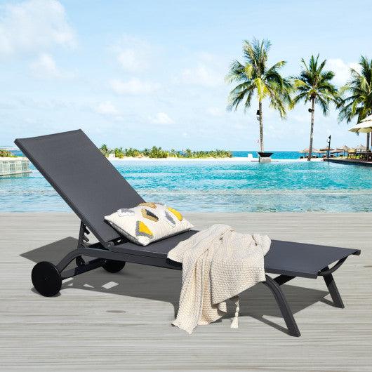 6-Position Adjustable Fabric Outdoor Patio Recliner Chair-Gray at Set Shop and Smile