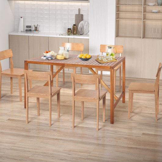 67 Inch Patio Rectangle Acacia Wood Dining Table with Umbrella Hole at Set Shop and Smile