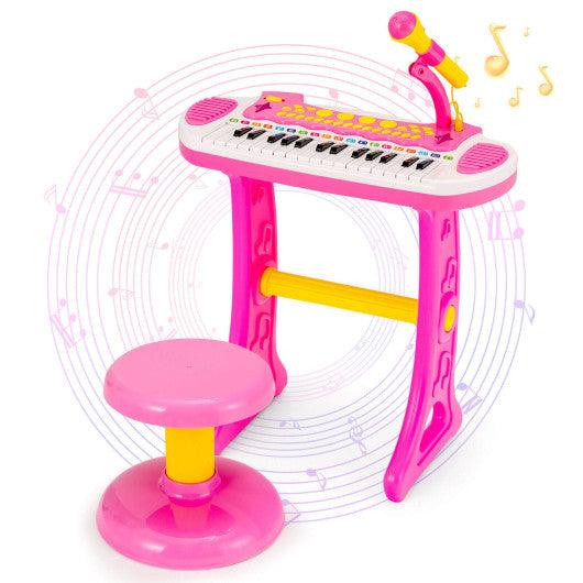 31-Key Kids Piano Keyboard Toy with Microphone and Multiple Sounds for Age 3+-Pink at Set Shop and Smile