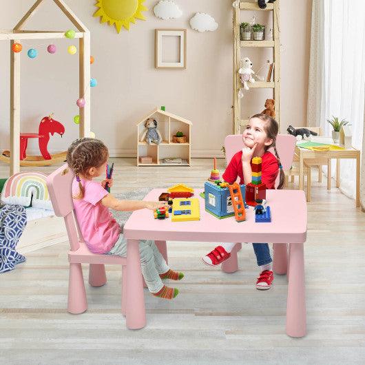 3 Pieces Toddler Multi Activity Play Dining Study Kids Table and Chair Set-Pink at Set Shop and Smile