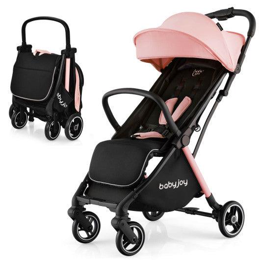 One-Hand Folding Portable Lightweight Baby Stroller with Aluminum Frame-Pink at Set Shop and Smile