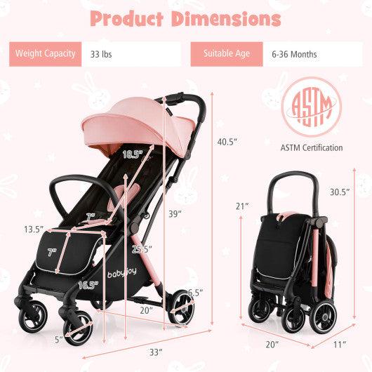 One-Hand Folding Portable Lightweight Baby Stroller with Aluminum Frame-Pink at Set Shop and Smile