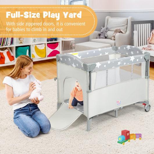 5-in-1 Portable Baby Beside Sleeper Bassinet Crib Playard with Diaper Changer-Beige at Set Shop and Smile