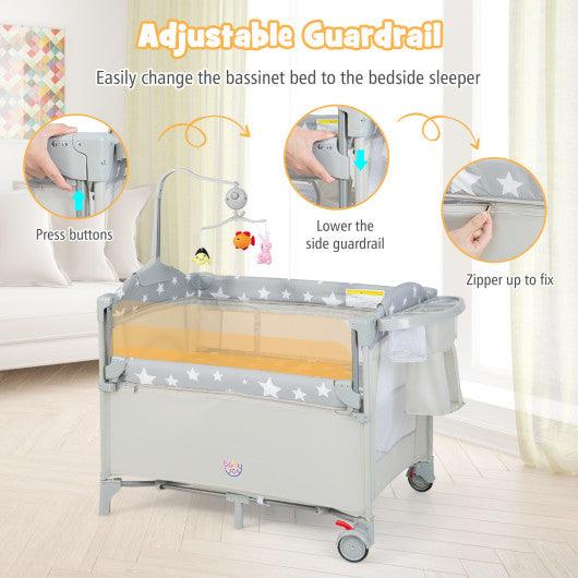 5-in-1 Portable Baby Beside Sleeper Bassinet Crib Playard with Diaper Changer-Beige at Set Shop and Smile