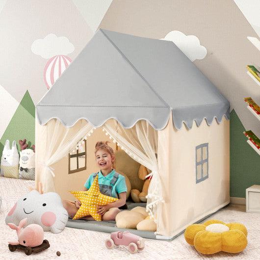 Kids Large Play Castle Fairy Tent with Mat-Beige at Set Shop and Smile
