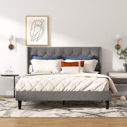 Full/Queen Size Upholstered Platform Bed with Button Tufted Headboard-Queen Size at Set Shop and Smile