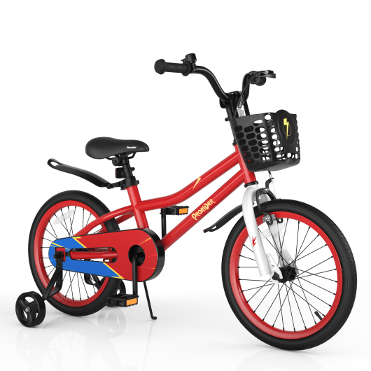 18 Feet Kid's Bike with Removable Training Wheels-Red at Set Shop and Smile