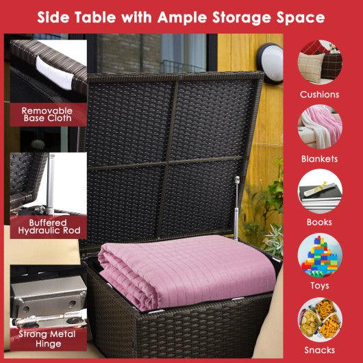 6 Pieces Outdoor Wicker Furniture Set with 32 Inch Propane Fire Pit Table-Red at Set Shop and Smile