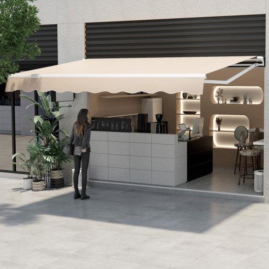 13 × 8 Feet Retractable Patio Awning Aluminum Deck Sunshade-Beige at Set Shop and Smile