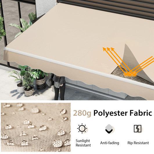 12 x 10 Feet Retractable Patio Awning Aluminum Sunshade Shelter-Beige at Set Shop and Smile