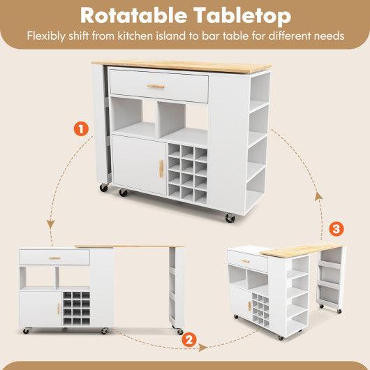 Reversible Folding Kitchen Island Cart with Wine Rack and Spice Rack at Set Shop and Smile