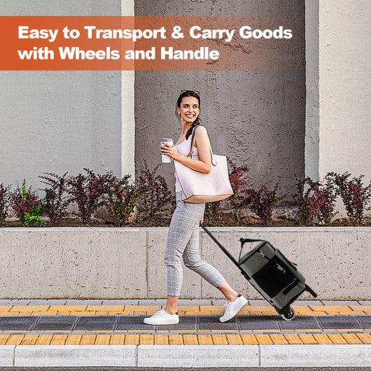 50-Can Large Leakproof Rolling Cooler with Detachable Bottom Plate-Gray at Set Shop and Smile